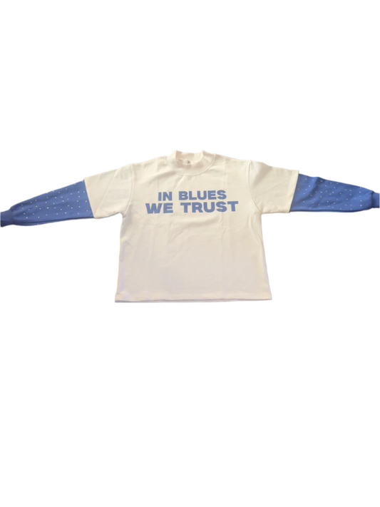 "In Blues We Trust" White Long Sleeve Tee